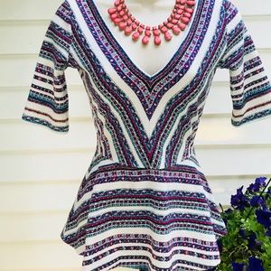 Anthropologie Deletta Peplum Vneck blouse -Size XS